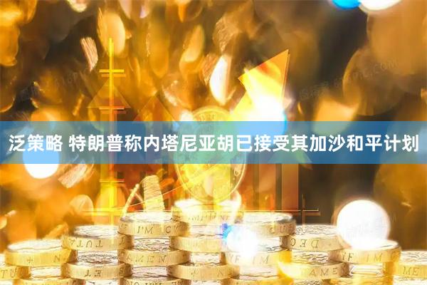泛策略 特朗普称内塔尼亚胡已接受其加沙和平计划